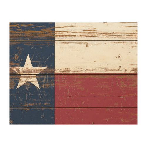 Old Wooden Texas State Flag Wood Wall Art