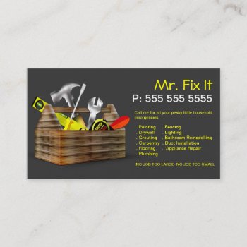 Old Wooden Toolbox Repair Handyman Business Card by Biz_cards at Zazzle