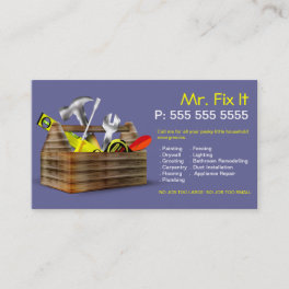 Old Wooden Toolbox Repair Handyman Business Card