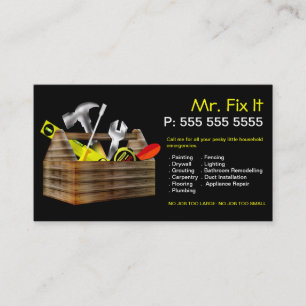Old Wooden Toolbox Repair Handyman Business Card