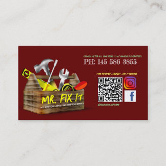Old Wooden Toolbox Repair Handyman Business Card