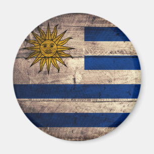 Old Wooden Uruguay Flag Magnet