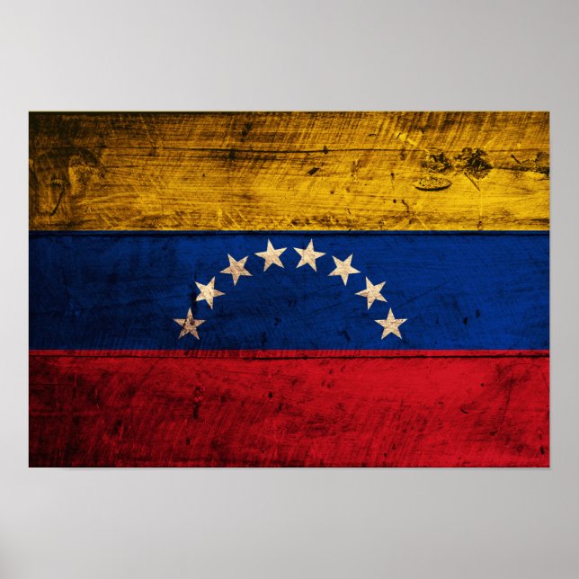 Old Wooden Venezuela Flag Poster (Front)