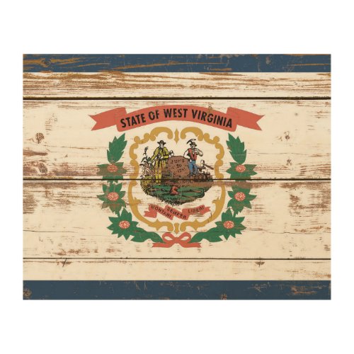 Old Wooden West Virginia State Flag Wood Wall Art
