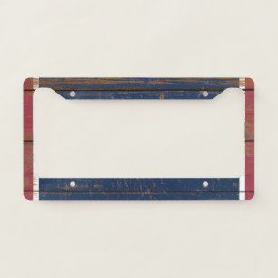 Old Wooden Wyoming State Flag License Plate Frame