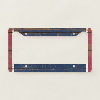 Old Wooden Wyoming State Flag License Plate Frame