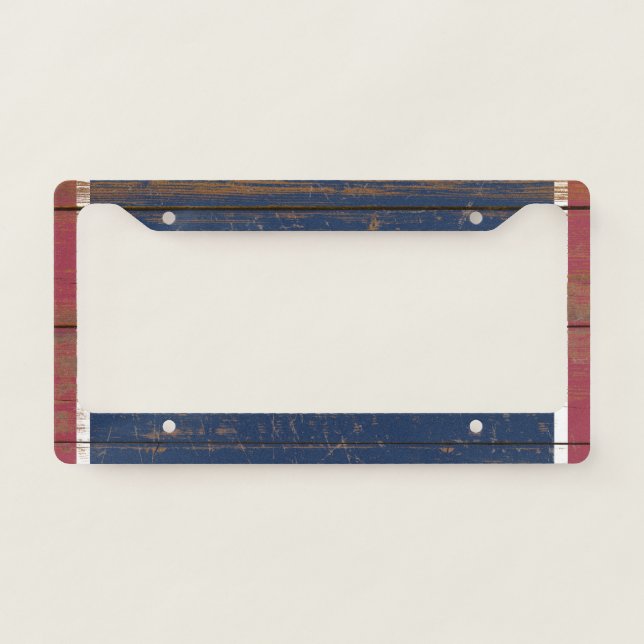 Old Wooden Wyoming State Flag License Plate Frame (Front)