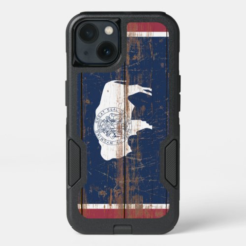 Old Wooden Wyoming State Flag iPhone 13 Case
