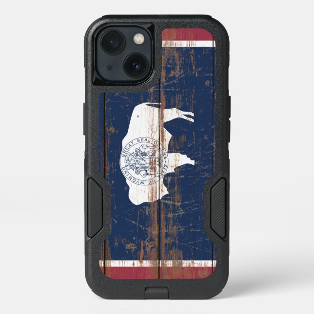Old Wooden Wyoming State Flag Otterbox iPhone Case (Back)
