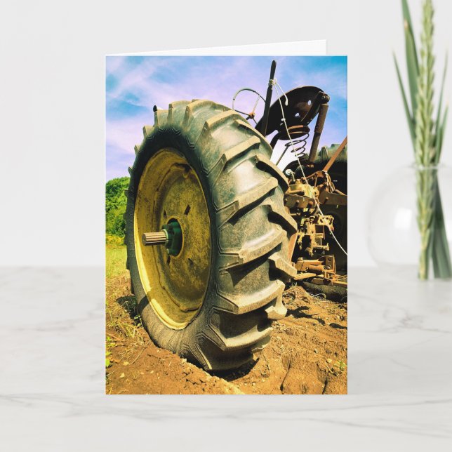 Old, Working, Green Tractor Postcard (Front)