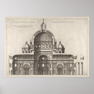Old World Architecture Vatican Cathedral Drawing Poster
