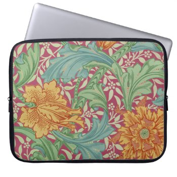 Old World Charm With Orange Flowers For Laptops Laptop Sleeve by OldArtReborn at Zazzle