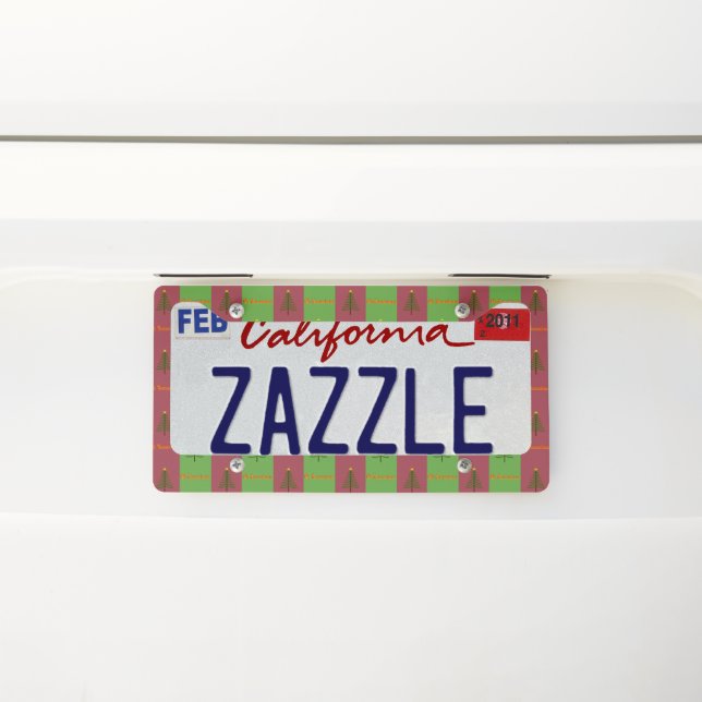 Old World Christmas Tree Pattern Evergreen License Plate Frame (On Car)