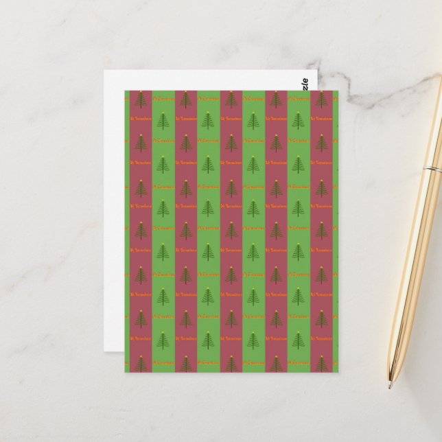 Old World Christmas Tree Pattern Evergreen Postcard (Front/Back In Situ)