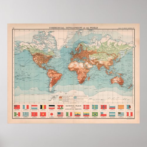 Old World Commercial  Economic Development Map  Poster