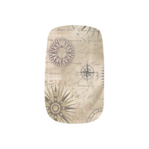 Old World Compass Design Minx Nail Art
