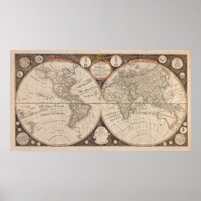 Old World Continent Map poster print