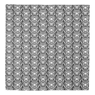 Old World Damask White on Black Duvet Cover