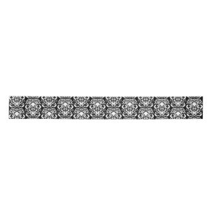 Old World Damask White on Black Satin Ribbon
