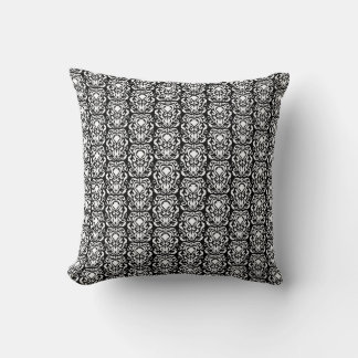 Old World Damask White on Black Throw Pillow