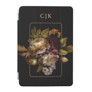 Old World Dark Floral Bouquet with Monogram iPad Mini Cover