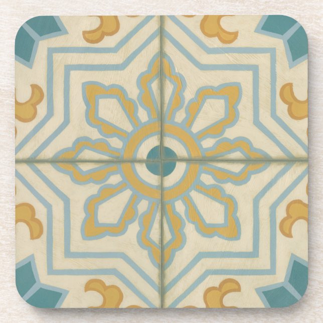 Old World Decorative Tile Pattern Beverage Coaster (Front)