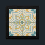 Old World Decorative Tile Pattern Keepsake Box<br><div class="desc">A Chariklia Zarris creation,  this old world print offers a decorative tile pattern with blue and gold on a beige background. Would make a great gift for fans of flowers and pastel prints!</div>