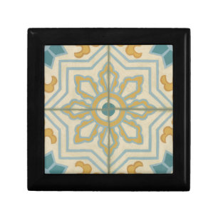 Old World Decorative Tile Pattern Keepsake Box