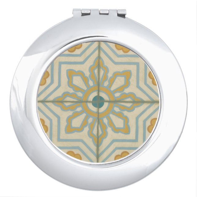 Old World Decorative Tile Pattern Makeup Mirror (Front)