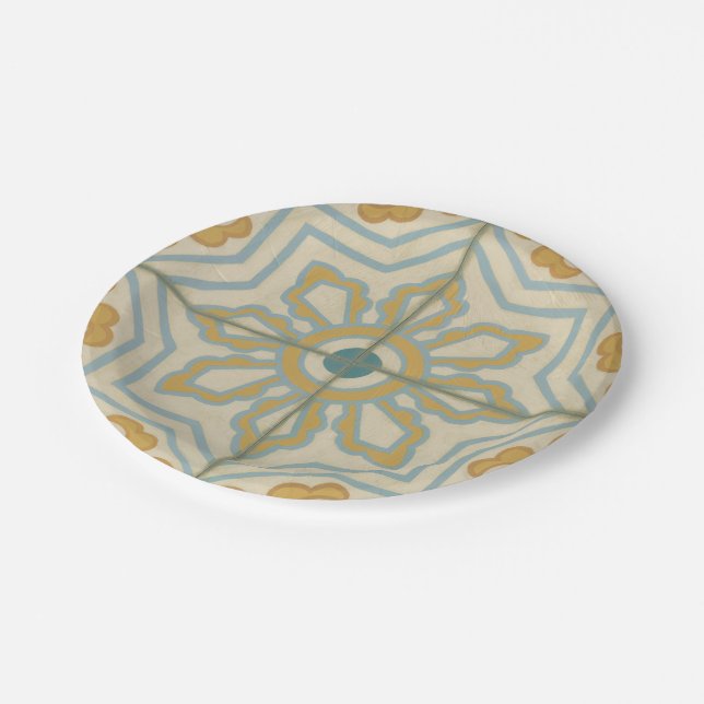 Old World Decorative Tile Pattern Paper Plates (Angled)