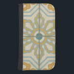 Old World Decorative Tile Pattern Galaxy S4 Wallet Case<br><div class="desc">A Chariklia Zarris creation,  this old world print offers a decorative tile pattern with blue and gold on a beige background. Would make a great gift for fans of flowers and pastel prints!</div>