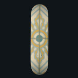 Old World Decorative Tile Pattern Skateboard<br><div class="desc">A Chariklia Zarris creation, this old world print offers a decorative tile pattern with blue and gold on a beige background. Would make a great gift for fans of flowers and pastel prints!</div>