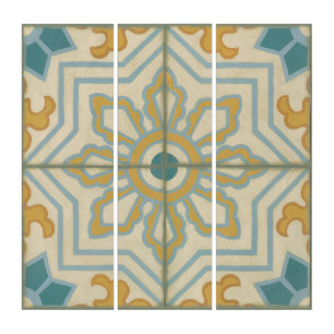 Old World Decorative Tile Pattern Triptych