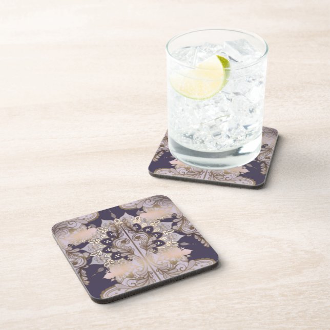Old world  design ceramic tile beverage coaster (Right Side)
