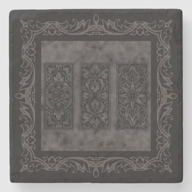 Old world  design stone coaster (Front)
