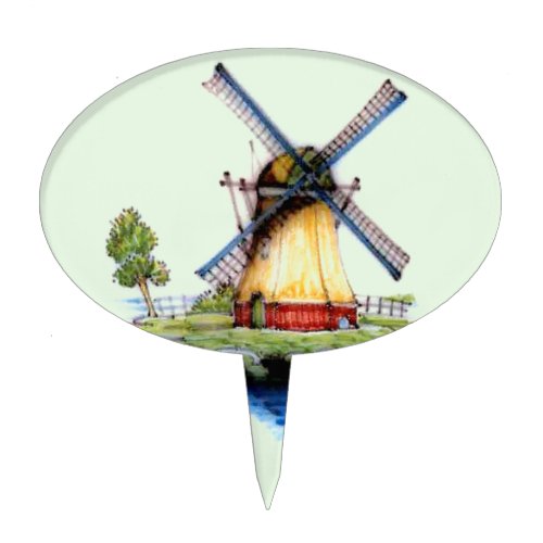 Old World Dutch Windmill Cake Topper