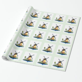 Old World Dutch Windmill Wrapping Paper