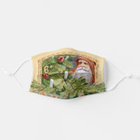 Old World Father Christmas and Decorated Tree Adult Cloth Face Mask