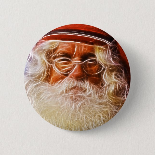 Old World Father Christmas Santa Claus Portrait Pinback Button (Front)