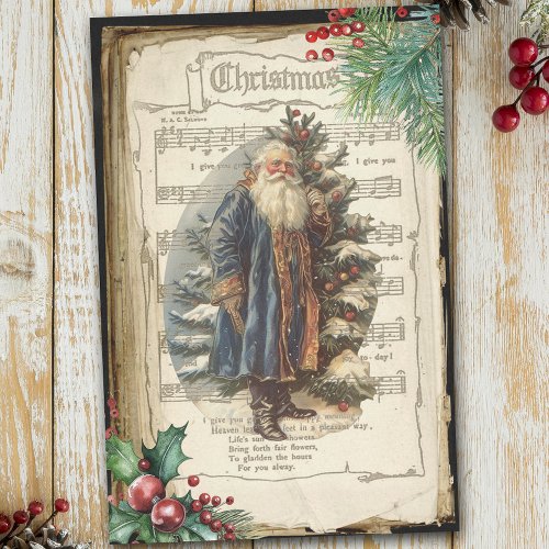Old World Father Christmas  Sheet Music Decoupage