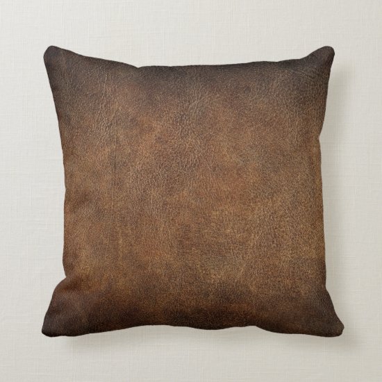 Old World Faux Leather Throw Pillow