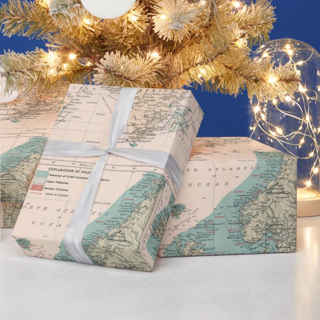Old World Fisheries Map (1907)  Wrapping Paper (Holidays)