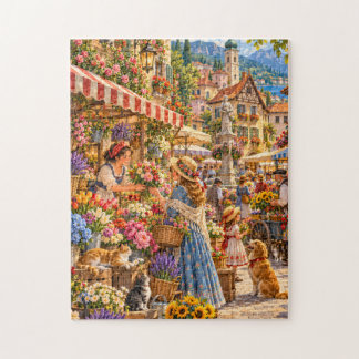 Old World Flower Market Jigsaw Puzzle