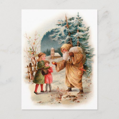 Old World German Santa Holiday Postcard