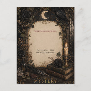 Old World Gothic Halloween Burgundy Roses, Ivy Postcard