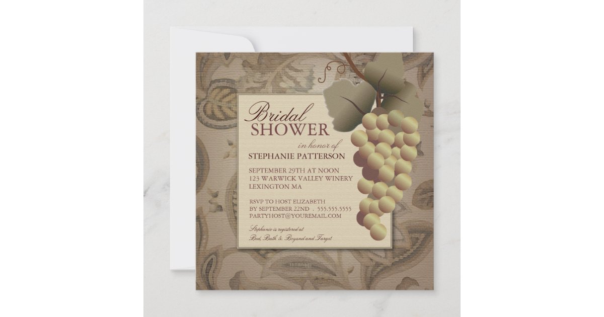 Old World Grapevine Wine Bridal Shower Invitation Zazzle