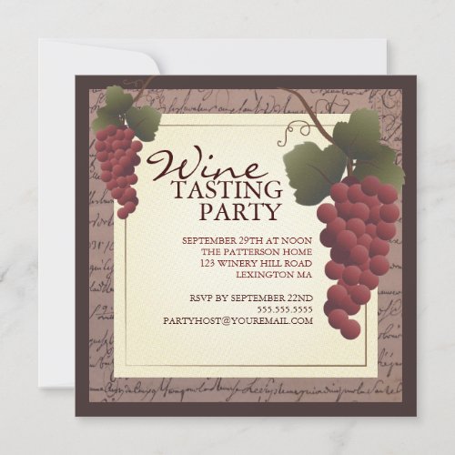 Old World Grapevine Wine Tasting Party Invitation