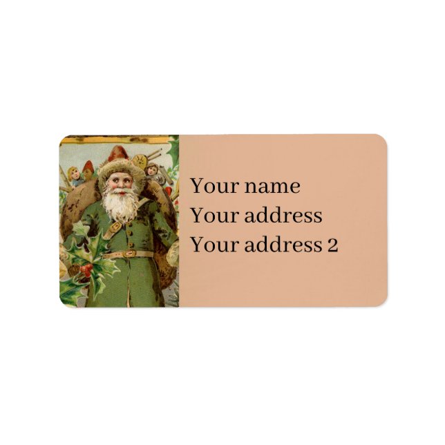 Old World Green Santa Christmas Collage Antique  Label (Front)