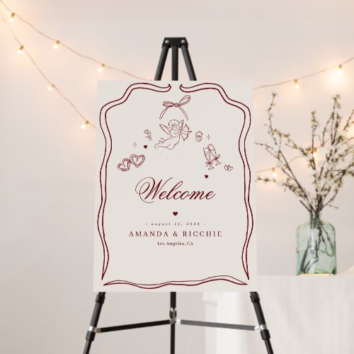 Old World Heirloom Antique Cherub Welcome Sign