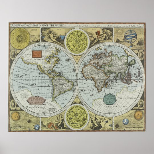 Old World Map 1626 Antique Travel Poster